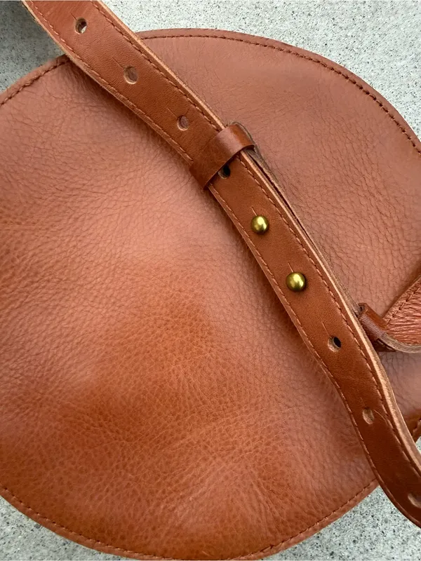 NWT Madewell The Simple Circle Crossbody Bag in Calf Hair Brown Western - Image 5