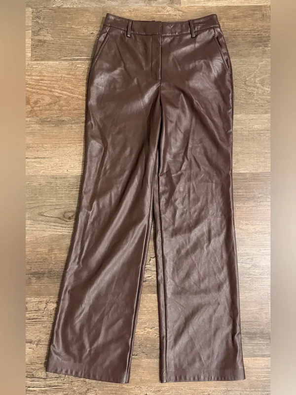 Rachel Zoe Chocolate Brown Faux Leather Pants - Image 3