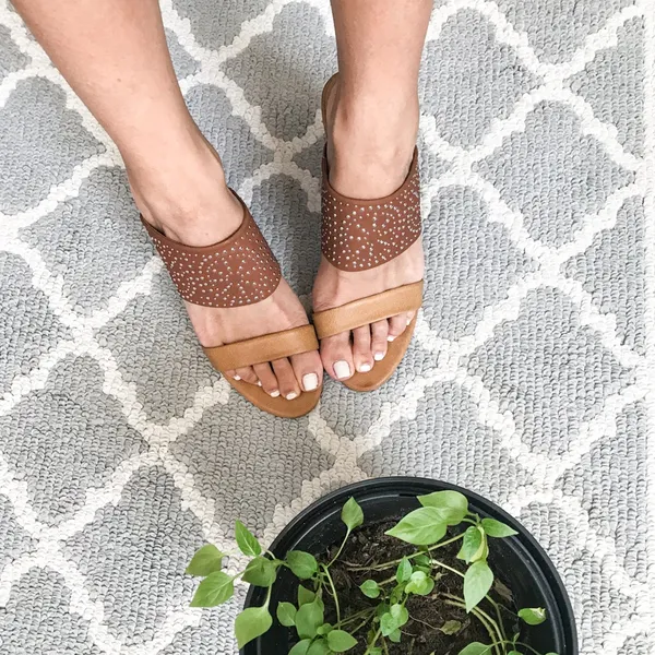 Francesca’s studded cognac block heel mule sandal Brown Size 7.5 - Image 2