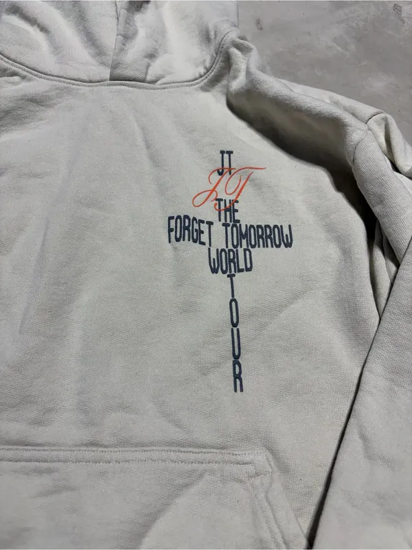 Justin Timberlake Cream Sweatshirt forget tomorrow world tour hoodie small - Image 2