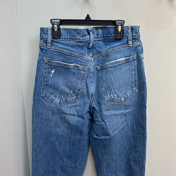 Abercrombie & Fitch Blue Straight Jeans with Distressed Details - Image 6
