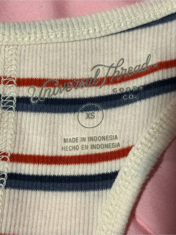 Universal Threads Striped Racerback Tank Top in Cream with Navy & Red Stripes - Image 3