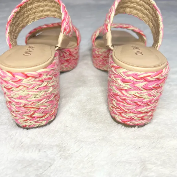 ON 34th Pink & Cream Norina Woven Platform Wedge Sandals Espadrilles Size 6 - Image 10