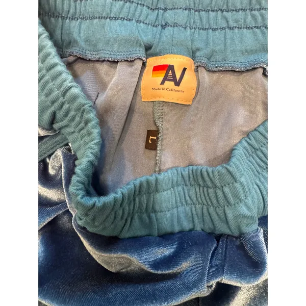 Aviator Nation Velour Retro Dolphin Shorts Blue Rainbow Stripe Made in USA (L) - Image 4