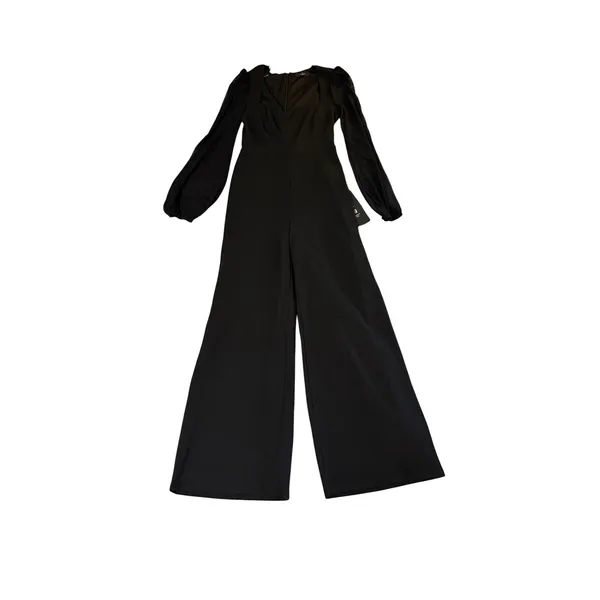 NWT Lulus Size Small Perfect Charisma Black Mesh Long Sleeve Wide-Leg Jumpsuit - Image 3