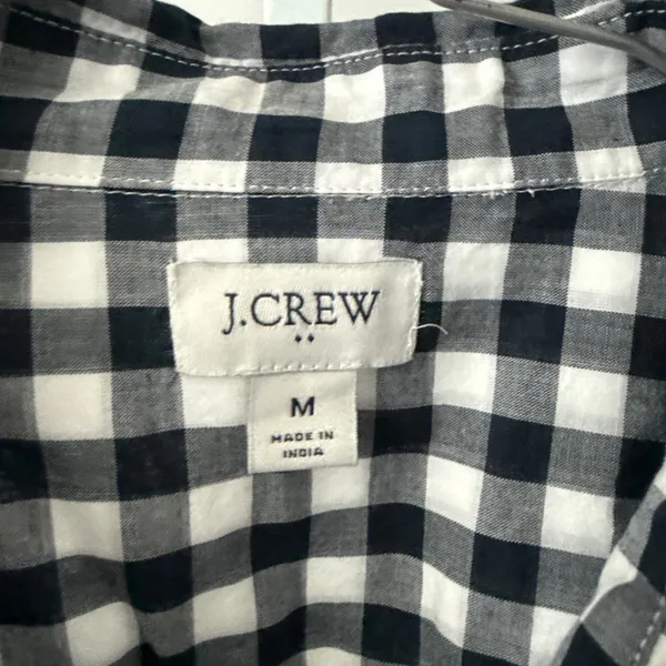 J. Crew sz M‎ Navy Blue Gingham Button Down Womens Long Sleeve Preppy - Image 4