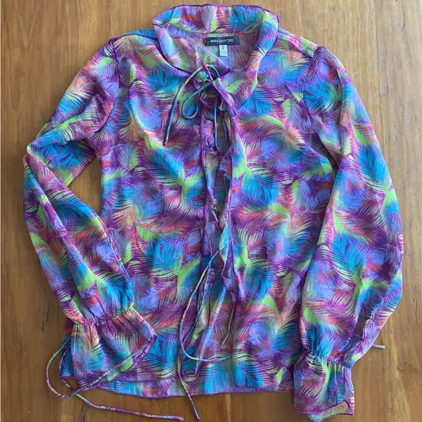 Urban Outfitters size med purple feather quirky abstract open front cardi - Image 3