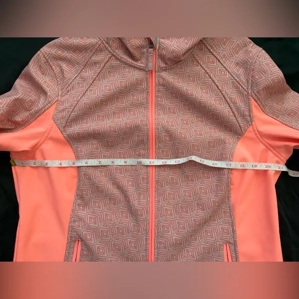 FreeTech Size Large Bright Orange Pink Waterproof Zip Up Pockets Jacket - Image 9