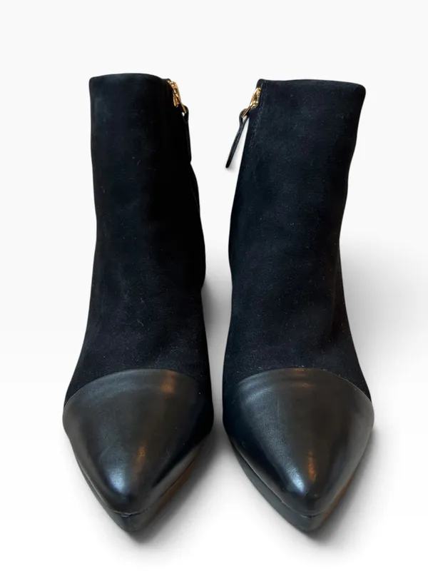 Tory Burch Rivington 100 Black Suede Cap-Toe Ankle Boots - Image 12