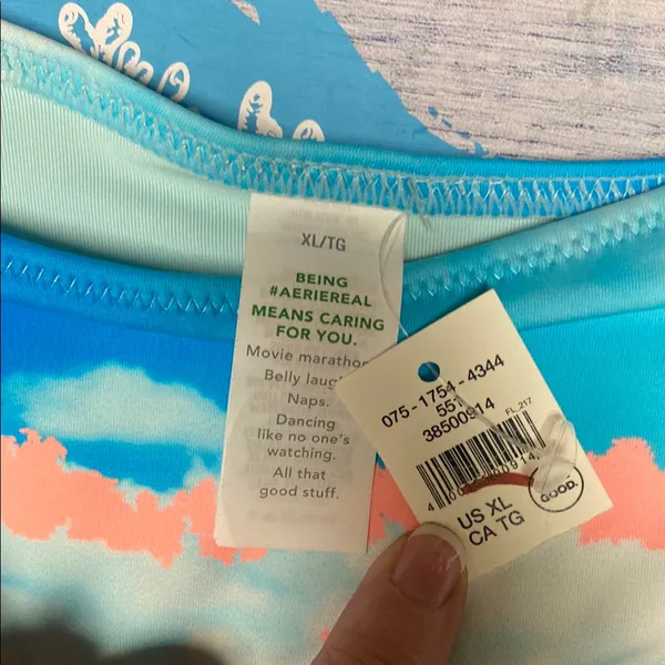 Aerie Blue and Pink Ocean Inspired Bikini Bottom - Image 3