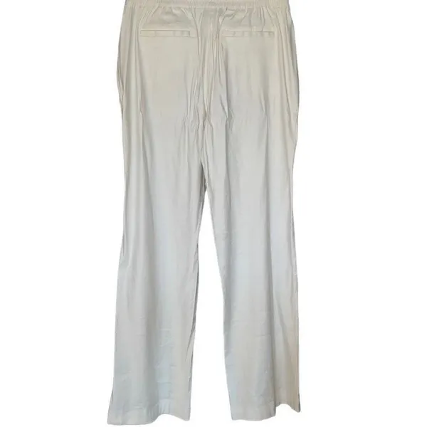 Ann Taylor‎ White Linen Blend Wide Leg Drawstring Pants Size 6 NEW - Image 2
