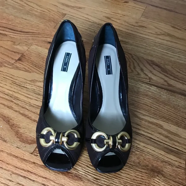 Zara Brown Quilted Pumps - Image 2
