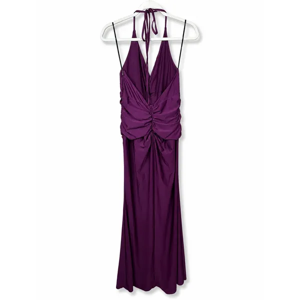 NEW Lulus Zaniya Plum Ruched Halter Open Back Jersey Mermaid Maxi Dress Large - Image 10