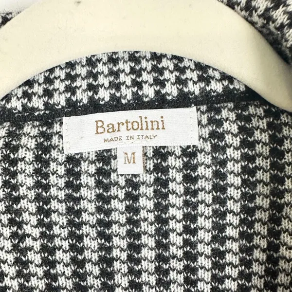Bartolini Wool Cashmere Houndstooth Cardigan Sweater Jacket Size Medium Black - Image 3
