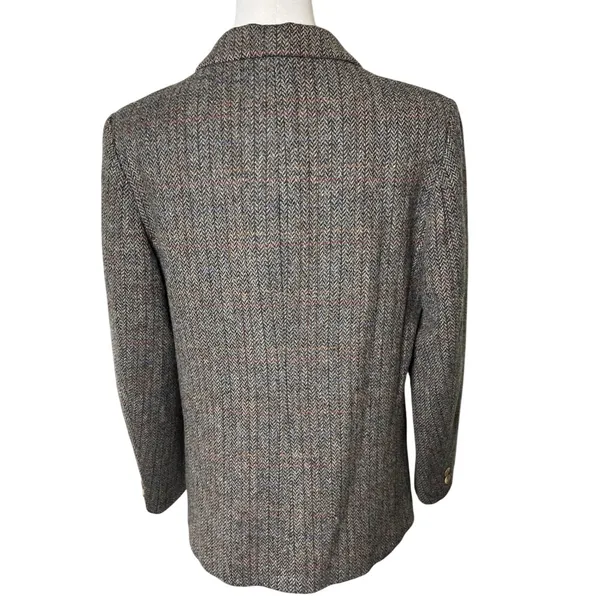 Vintage Academia Tweed Blazer Brown Herringbone‎ Haggar Women 14 - Image 3