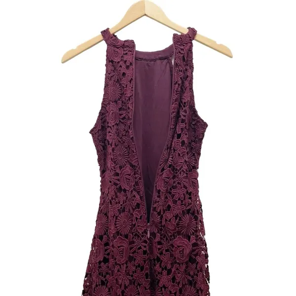 Lulus Love Poem Burgundy Lace Halter Mini Dress Size Small Valentine's Day Date - Image 7