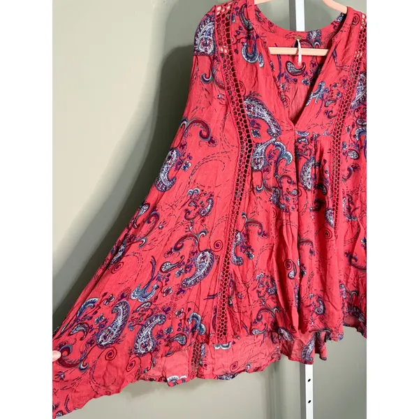 Free People Just The‎ Two Of Us Paisley Tunic Whimsy Boho S Festival Indie - Image 6