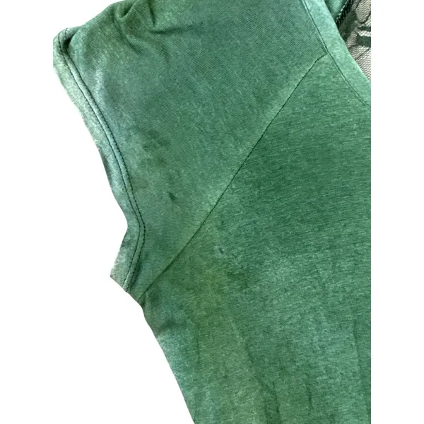 Wallflower Green Knit Top XL NWT Sheer‎ Mesh Back Short Sleeve Special Dye Boho - Image 4