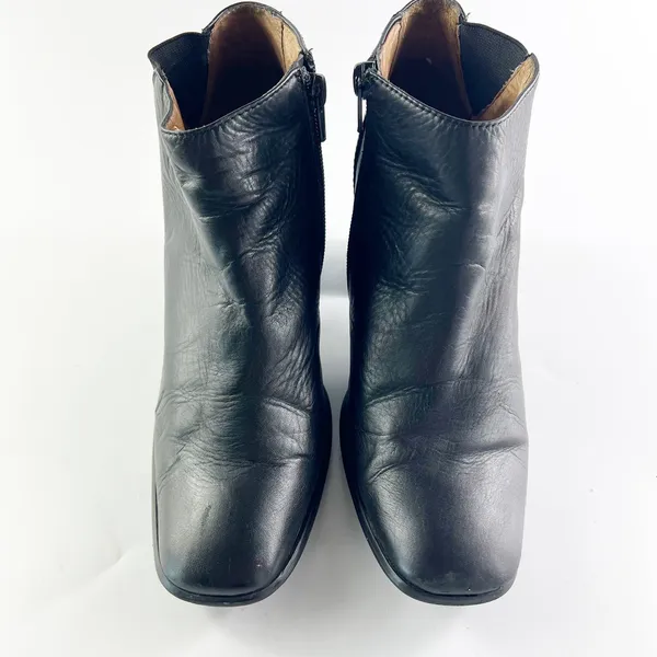 Jeffrey Campbell Black Leather Square Toe Ankle Boots Booties Women 8.5 - Image 4