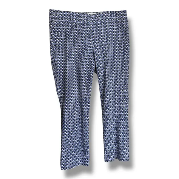 J. Crew‎ Campbell Capri in Abstract Wave Print Sz 6 Blue White Pants - Image 3