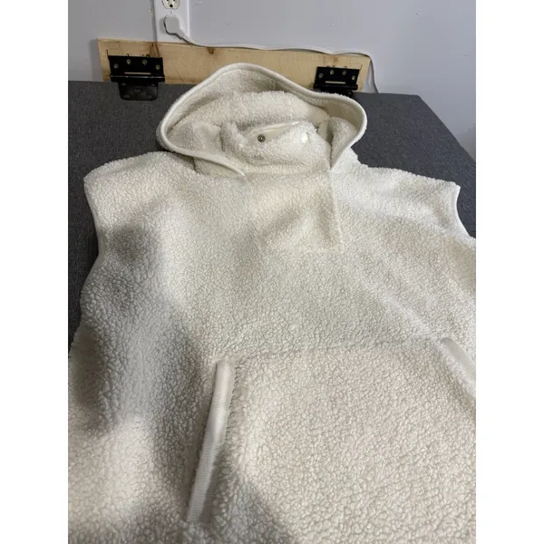 HAVEN Well Within Talbots Size XL IVORY SHERPA HOODED VEST Sleeveless Winter - Image 2
