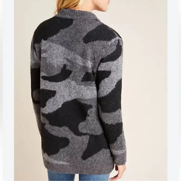 Anthropologie Camo Gray & Black Open Front Oversized Cardigan (Size XS) - Image 3
