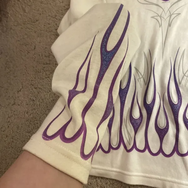 Harley Davidson Purple Glitter Flame Top Long Sleeve XL - Image 7