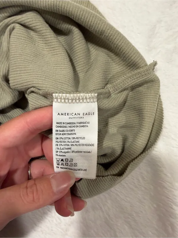 American Eagle Sage Green Ribbed High Neck Tank Top - Small - Image 5