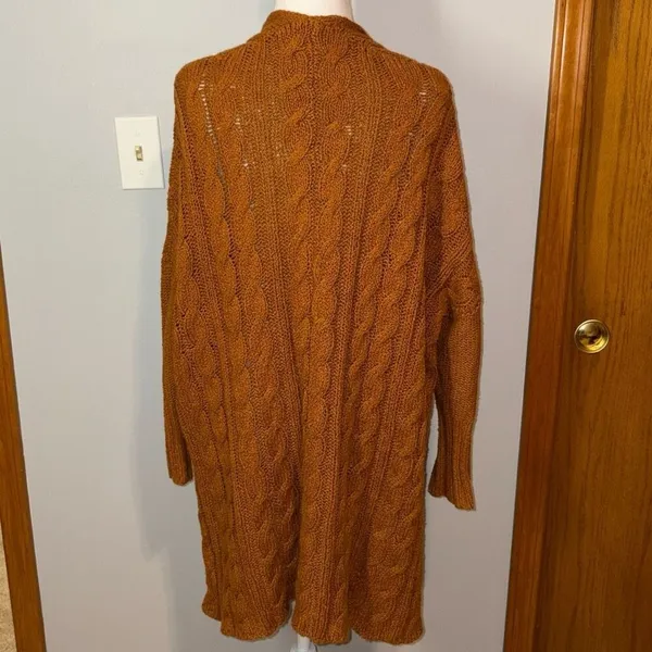 Free People chunky cable knit oversized tunic sweater burnt orange size‎ XS - Image 6