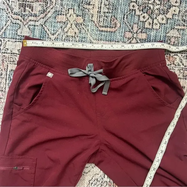 Figs Zamora Jogger Scrub Pants Burgundy Drawstring Waist Slim Fit Pant Small - Image 14