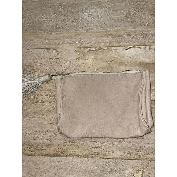 CHLOE PARFUM Canvas Pouch Bag Zipper‎ Beige Small Toiletry Make Up - Image 2