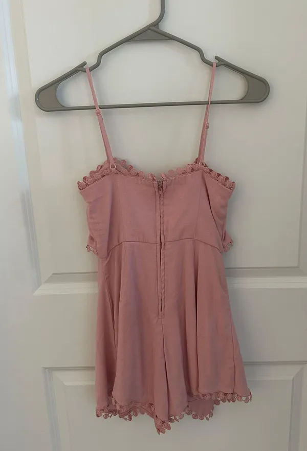 Francesca's Pink Ruffle Wrap Romper - Image 3