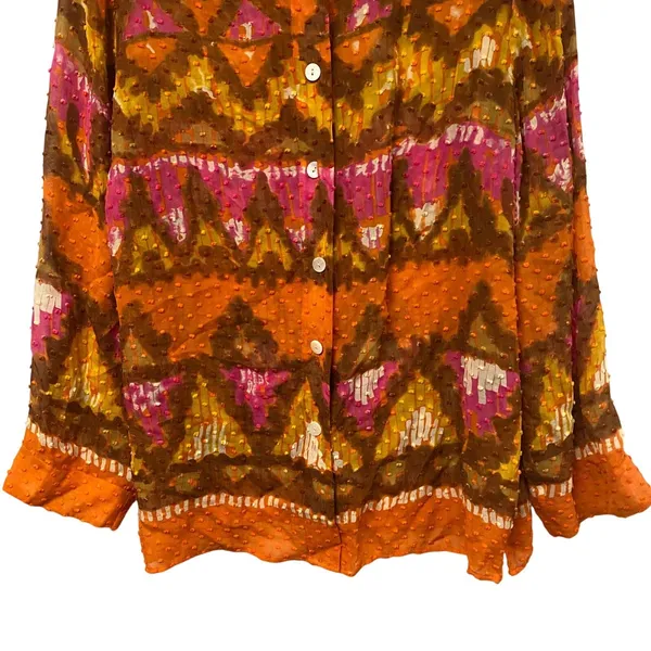 Vtg Laura Ashley Women Silk Cotton Blend Abstract Print Long Sleeve Blouse Top - Image 2