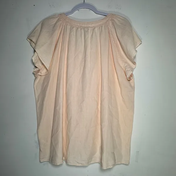Rails‎ Peach Tencel Linen Blend Button Front Flutter Sleeve Blouse XL Boho Top - Image 2