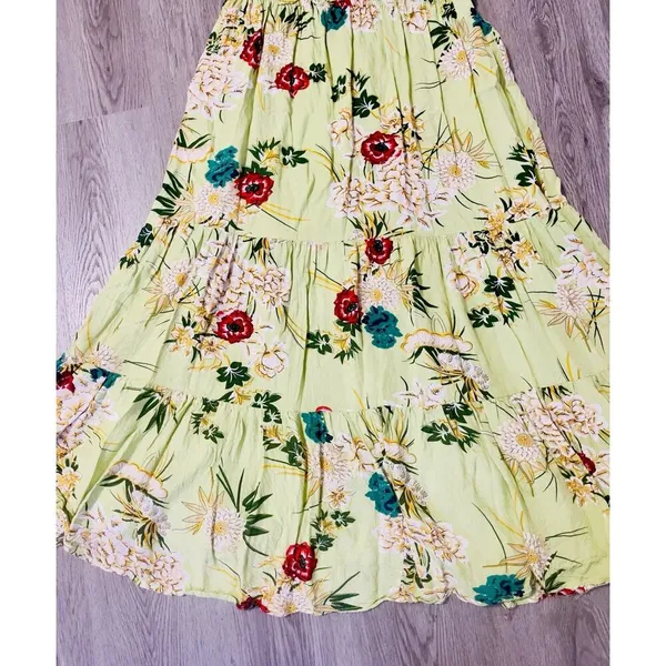 Floral Boho Maxi Dress Smocked Waist Tiered Ruffles Wedding guest Garden Party S - Image 3