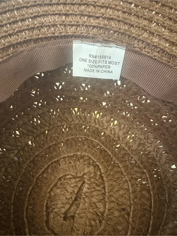 Brown Woven Paper Wide Brim Hat Boho 70s Granola One Size - Image 6