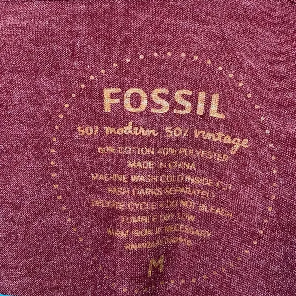 Fossil Long Sleeve V-Neck Top Medium‎ Burgundy Stripe Soft Tee - Image 3