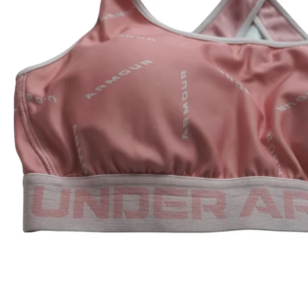 Under Armour Sports Bra Women XL Pink Logo Crossback Compression Athleisure - Image 8