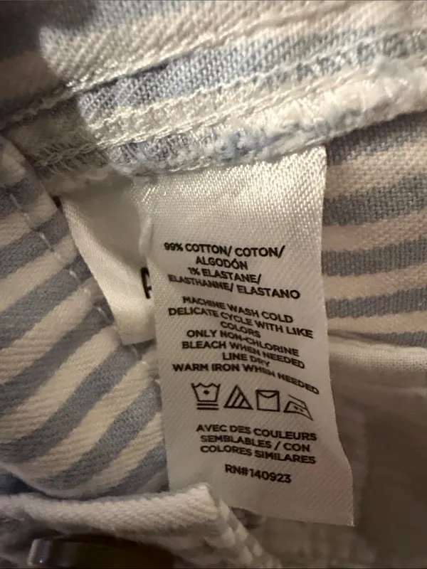 LOFT The Palmer Wide Leg Pants Blue White Stripe Nautical Size 0 - Image 5