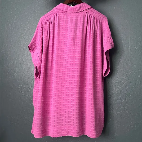 Wonderly Hot Pink Textured oversized Collared Tunic - Image 3