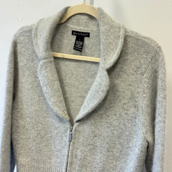 Alexandra Bartlett Angora Lambswool Blend Mohair Zip Front Cardigan Sweater Lg - Image 4