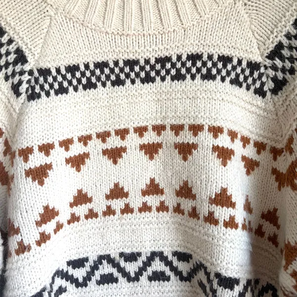 UNIVERSAL THREAD Fair Isle Geometric Cream Chunky Knit Sweater Womens Large - Image 4