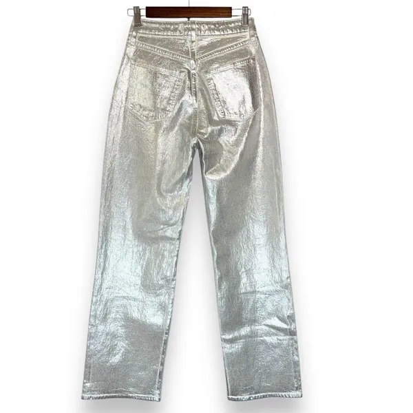 NWT Abercrombie & Fitch Jeans 25 0R High-Rise 90s Curve‎ Love Relaxed Silver - Image 6
