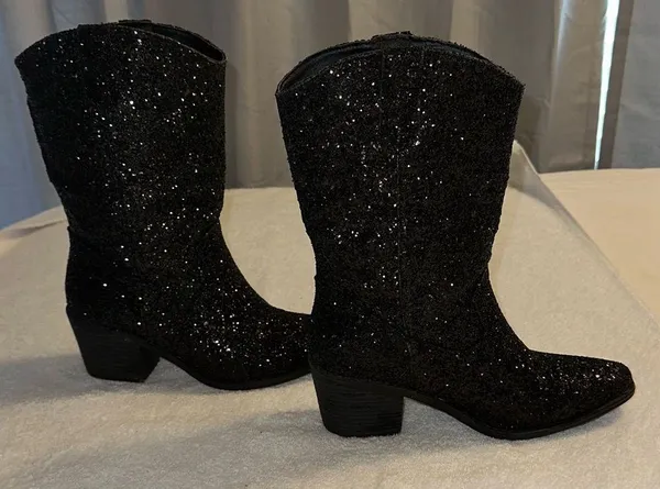 Pierre Dumas Black Sparkle Boots - Image 7