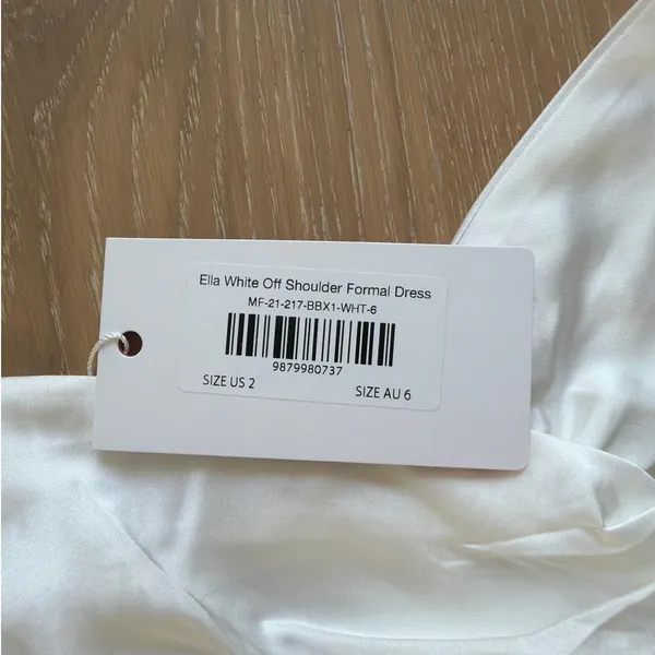 Beginning Boutique Maxi Dress Off Shoulder Formal Ela Size US2 White - Image 3