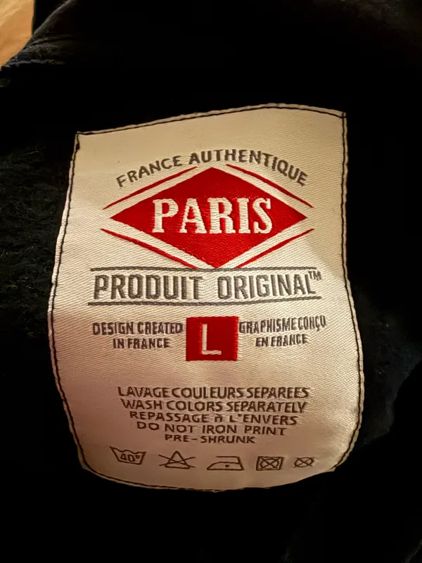 Navy blue hoodie with white text reading 'PARIS' with a circular emblem below #paris - Image 2