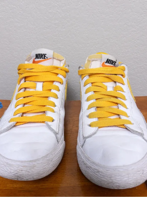 Nike Zoom Blazer Low SB Sneakers 8 White Yellow Skateboarding Cushioned - Image 2