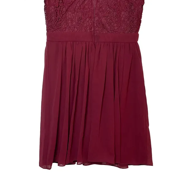 Lulus Angel in Disguise Lace Skater Dress Women's‎ Size Medium Burgundy V-Neck - Image 3