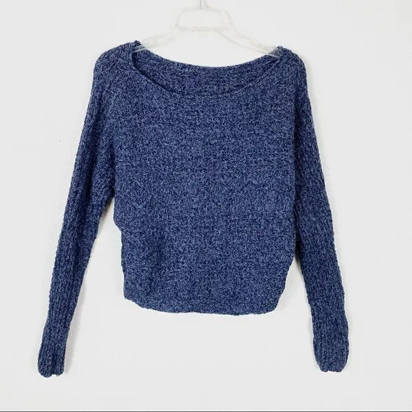 Abercrombie Navy Wide Neck Knit Sweater - Image 5