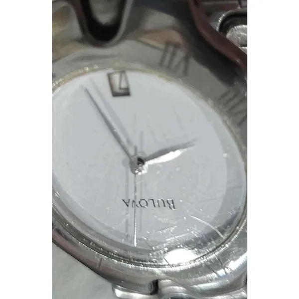 Bulova Ladies Silver Tone Quartz Watch Roman Numerals Stainless‎ Steel - Image 9
